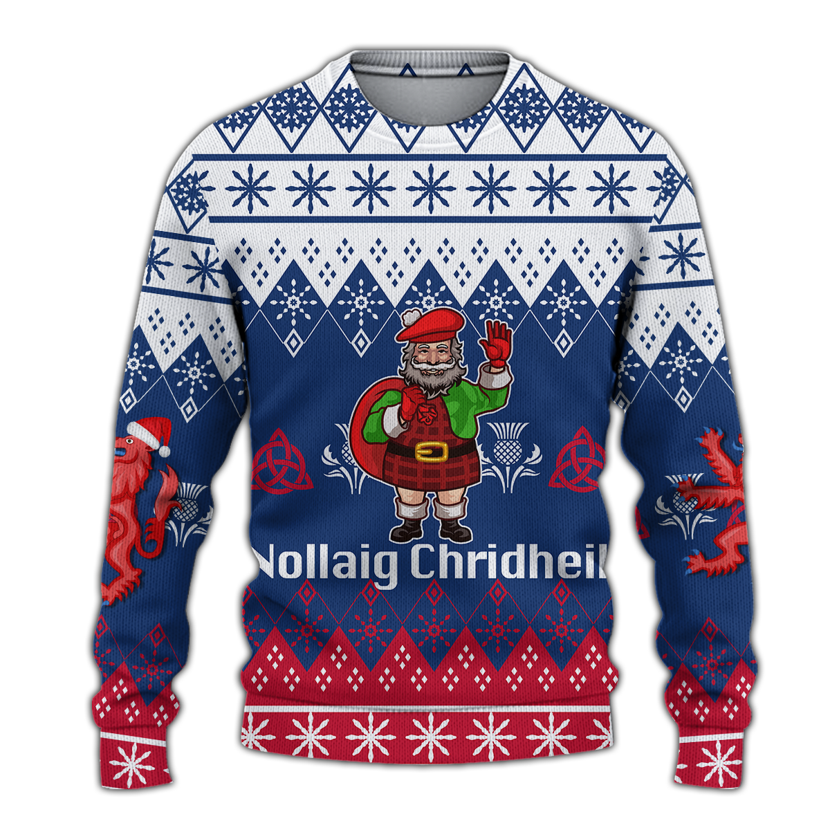 Scotland Celtic Christmas Nollaig Chridheil Ugly Pattern Sweatshirt - LT12 - Wonder Print Shop