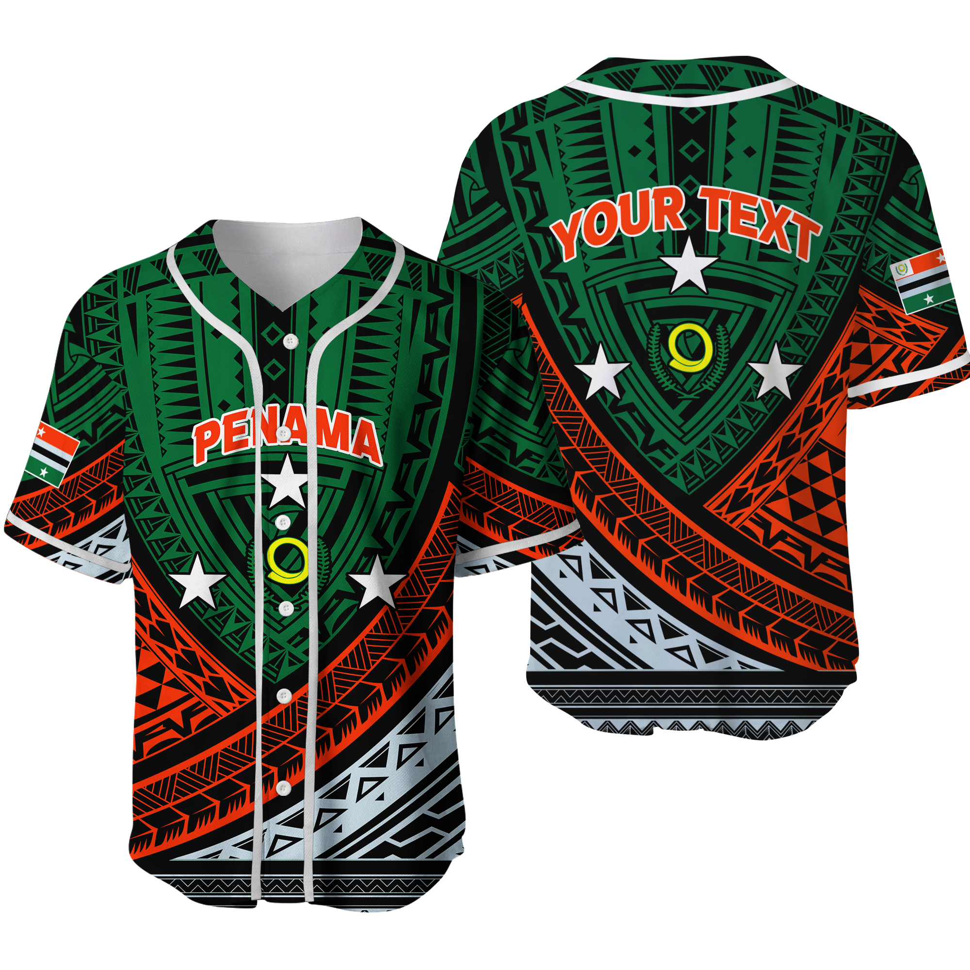 Custom Personalised Vanuatu Penama Province Tribal Pattern Baseball Jersey - LT12 - Wonder Print Shop