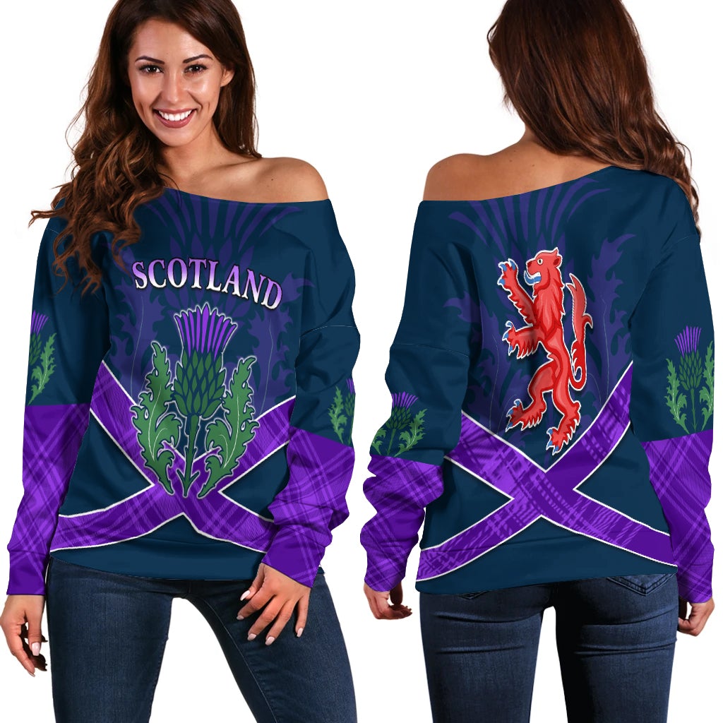 Scotland Rugby 2021 Off Shoulder Sweater Thistle Six Nations LT13 - Wonder Print Shop