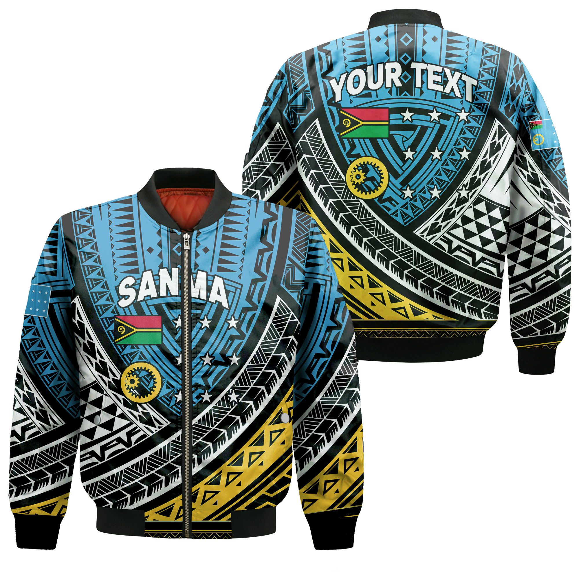 Custom Personalised Vanuatu Sanma Province Tribal Pattern Bomber Jacket - LT12 - Wonder Print Shop