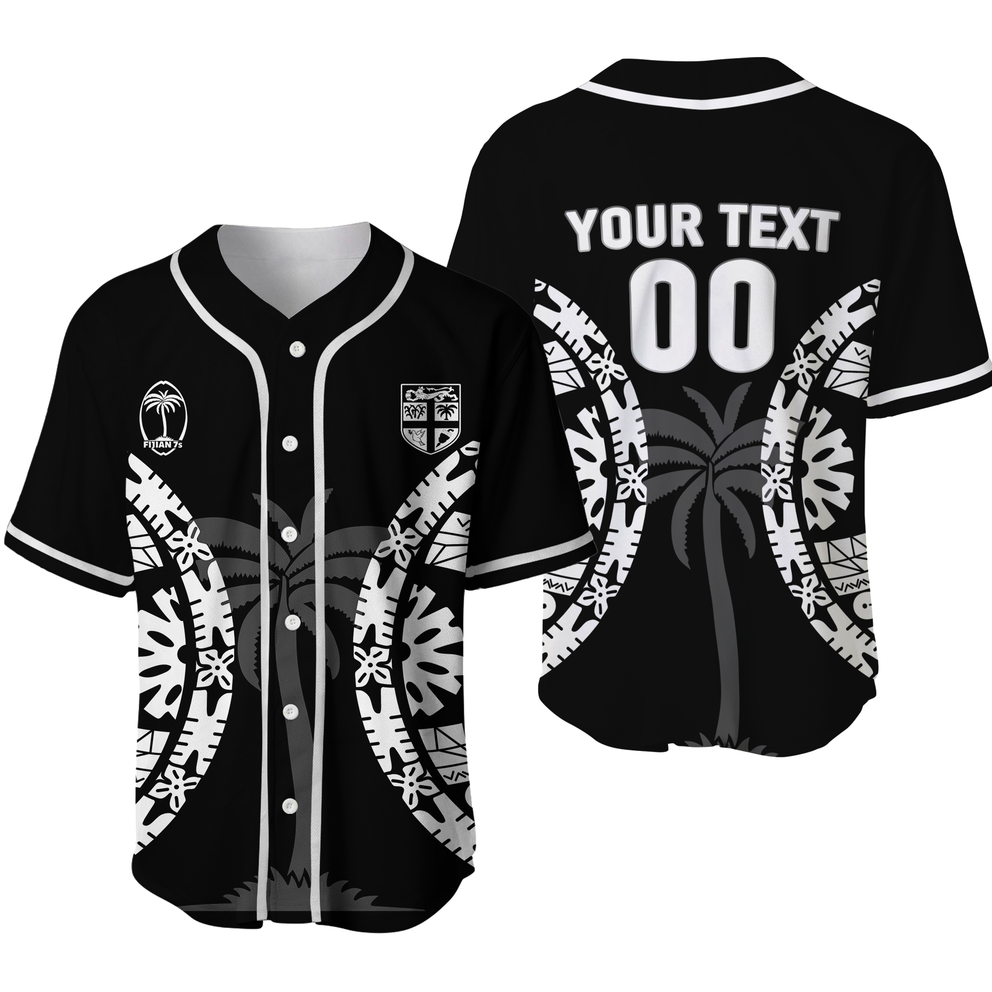 Custom Personalised Fiji Rugby Sevens Fijian Tapa Pattern Baseball Jersey - LT12 - Wonder Print Shop