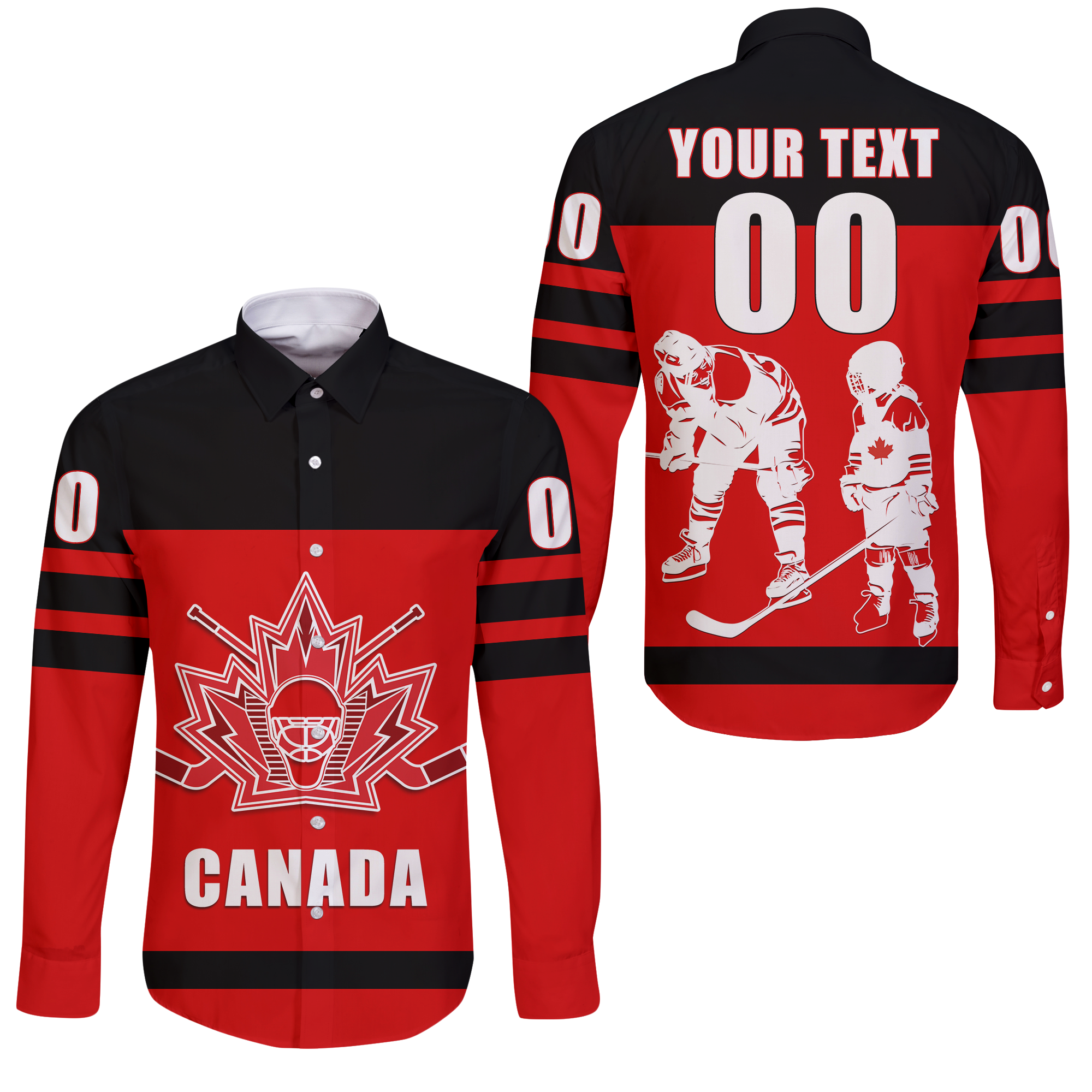 (Custom Personalized) Canada Hockey Team Supporter Father's Day Long Sleeve Button Shirt LT12 - Wonder Print Shop