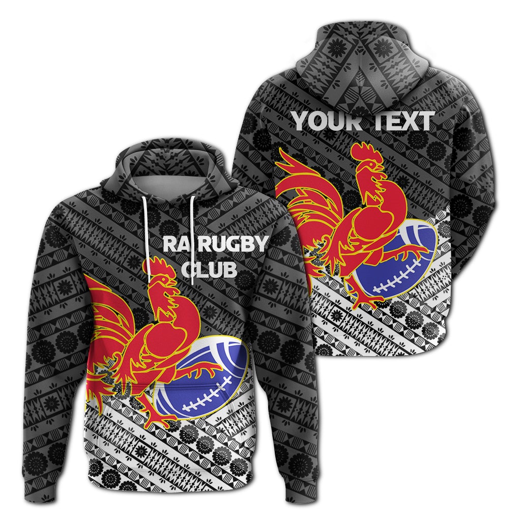 Custom Ra Rugby Club Union Fiji Hoodie Tapa Pattern Black LT12 - Wonder Print Shop