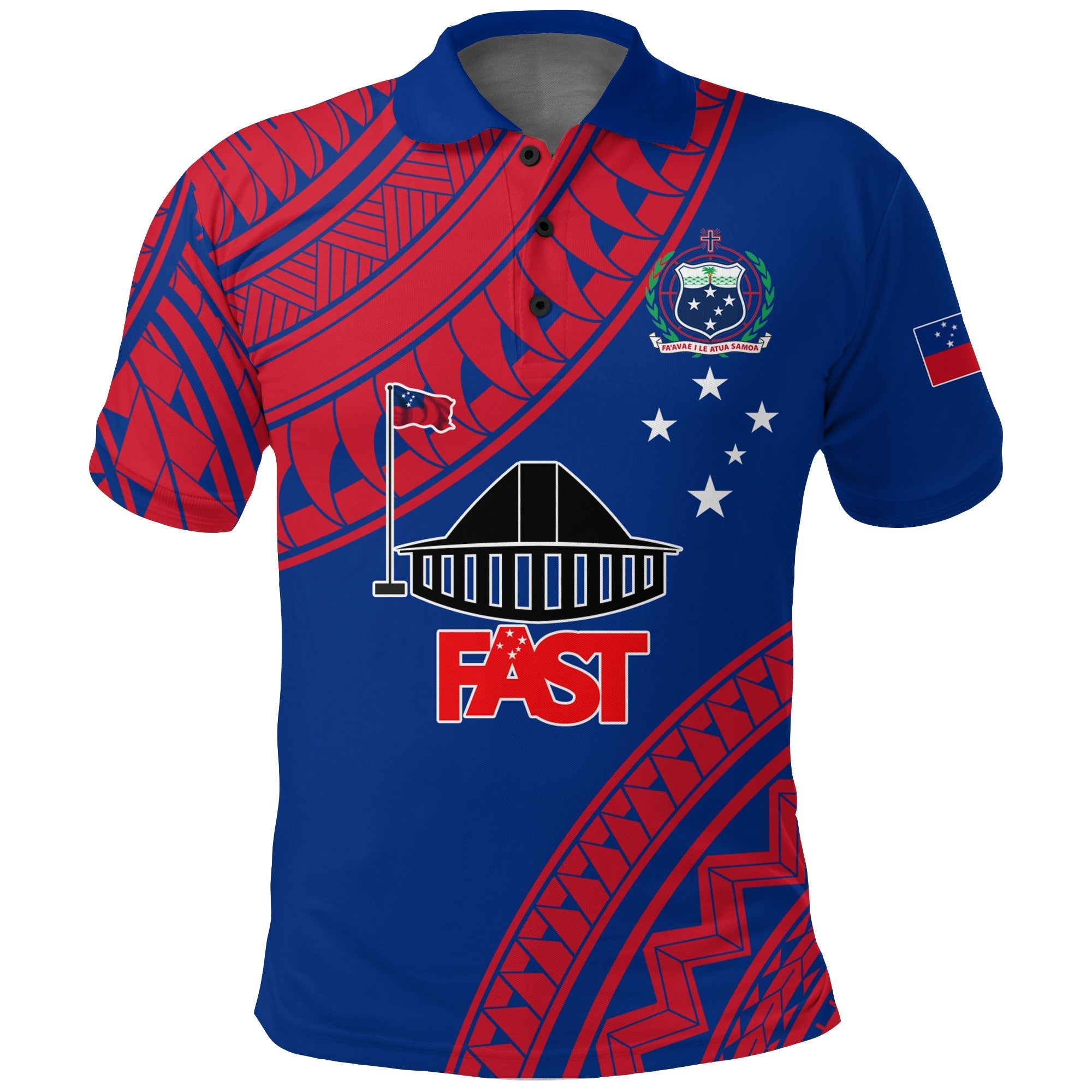 F.A.S.T Samoa Polo Shirt Samoan Pattern LT12 - Wonder Print Shop