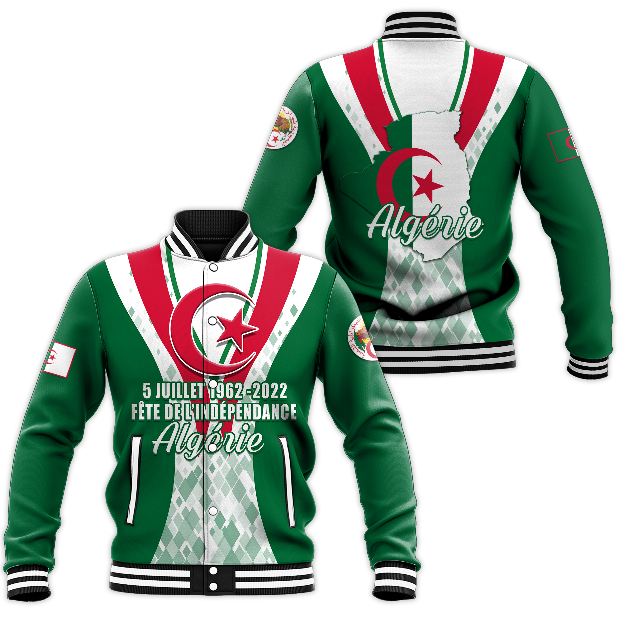 Algeria Independence Day 5 Juillet 1962 - 2022 Baseball Jacket LT12 - Wonder Print Shop