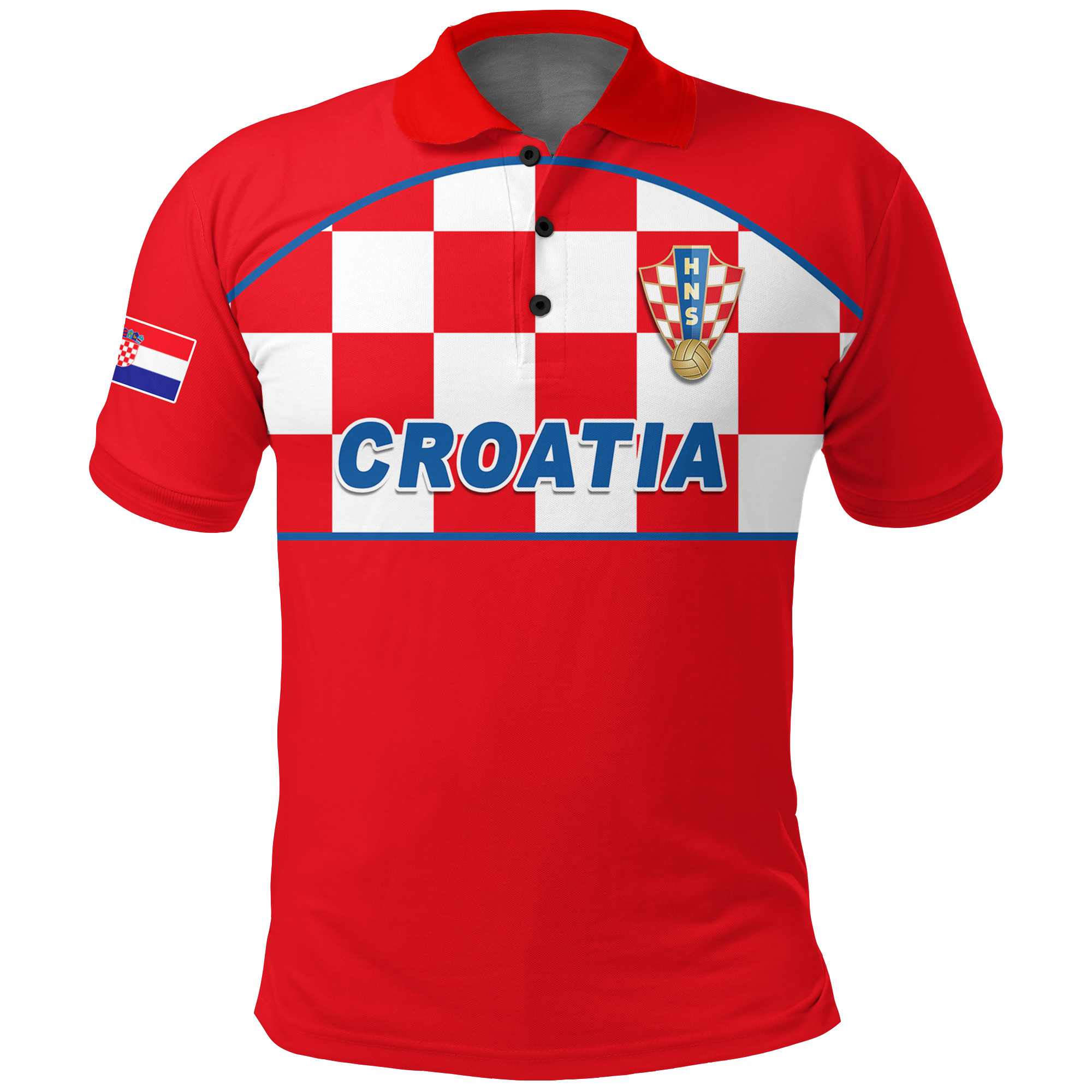 Croatia Football 2022 Checkerboard Polo Shirt