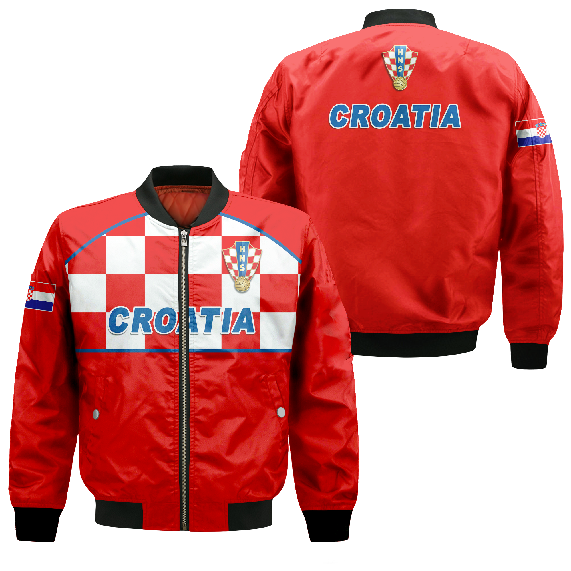 Croatia Football 2022 Checkerboard Bomber Jacket - LT12 - Wonder Print Shop