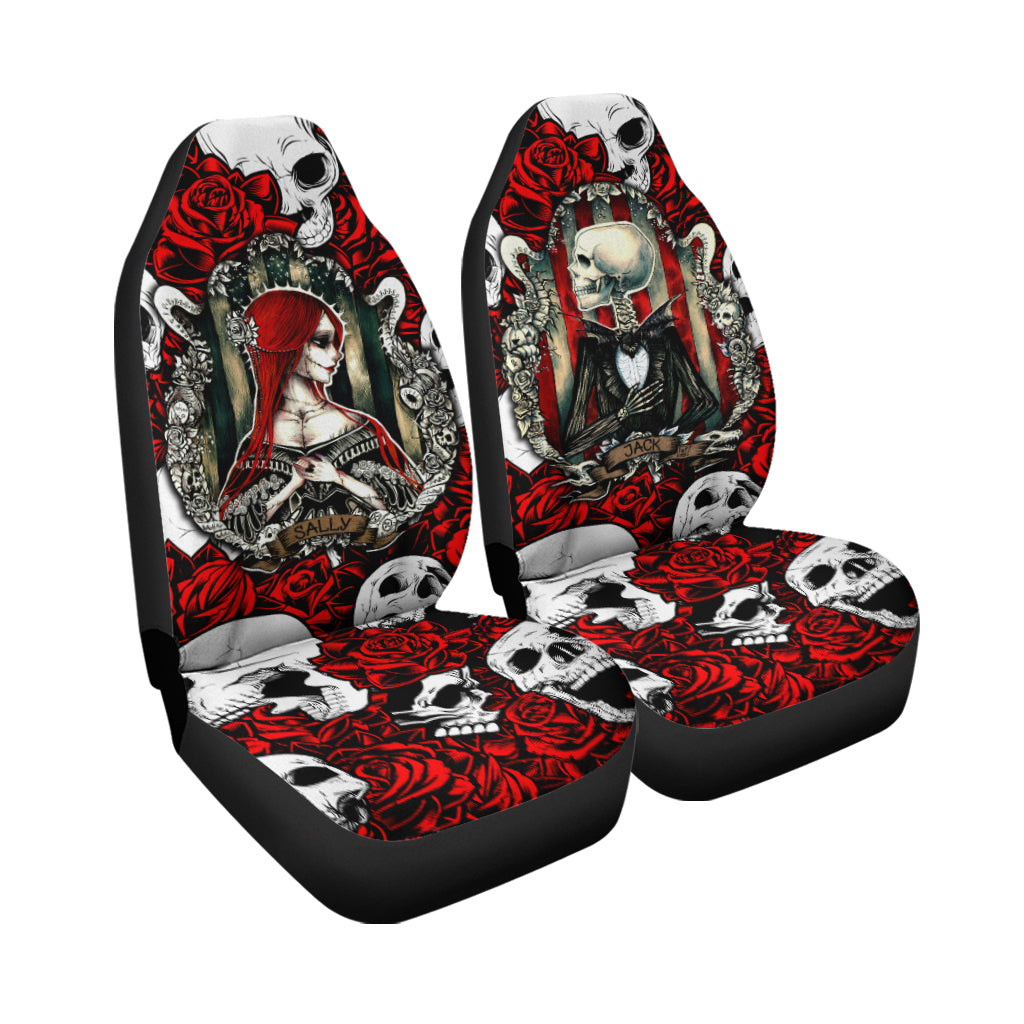 Skull Rose - King And Queen Death Cannot Divide Us Car Seat Covers - LT2 - Wonder Print Shop