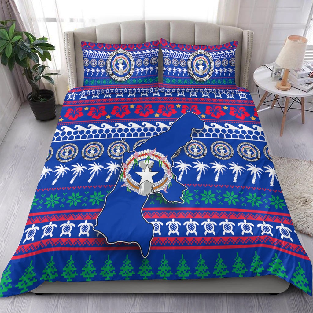 Northern Mariana Islands Christmas Bedding Set Ugly Christmas LT12 - Wonder Print Shop