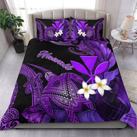 Black & purple Hawaiian turtle and plumeria bedding set with 2 pillowcases