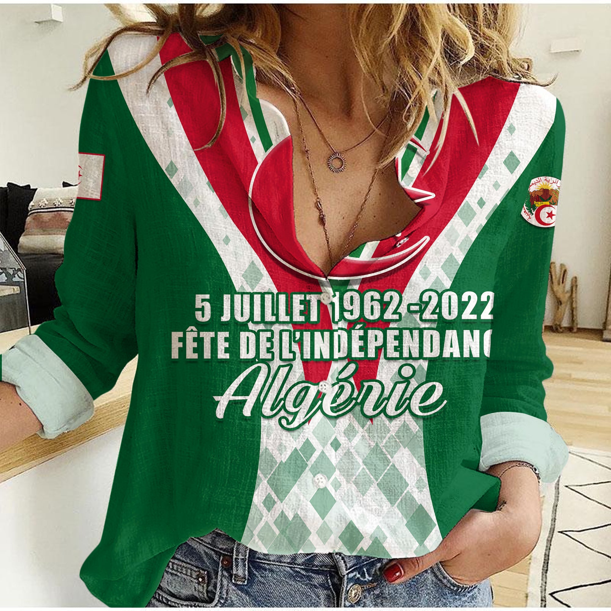 Algeria Independence Day 5 Juillet 1962 - 2022 Women Casual Shirt LT12 - Wonder Print Shop