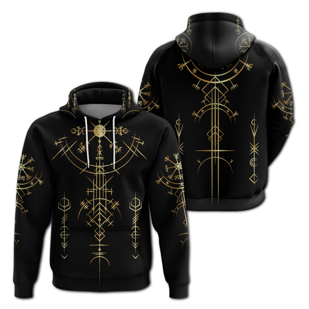 Viking Helm of Awe Gold Art Hoodie LT12 - Wonder Print Shop