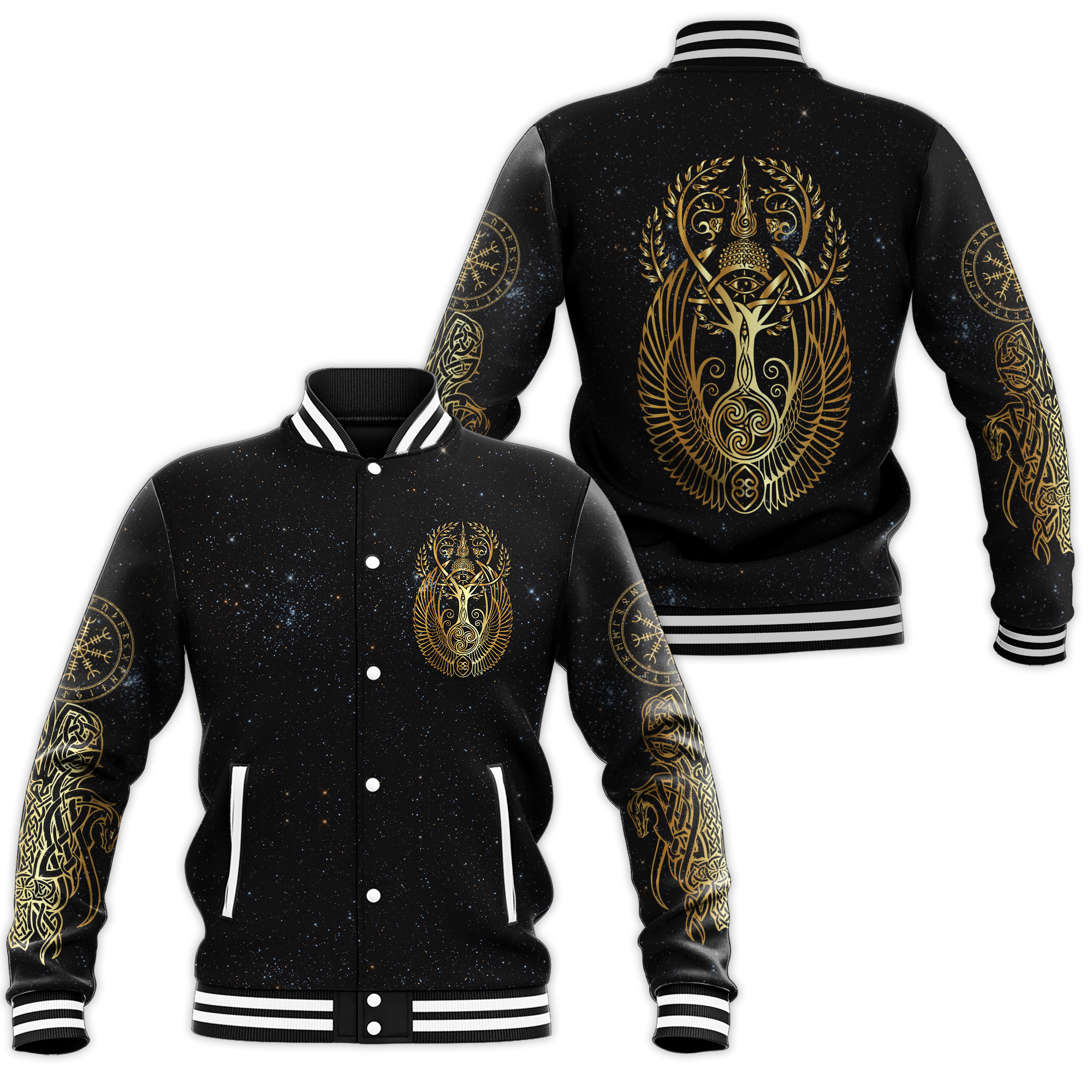 Viking Yggdrasil Tree Of Life Odin Baseball Jacket LT12 - Wonder Print Shop