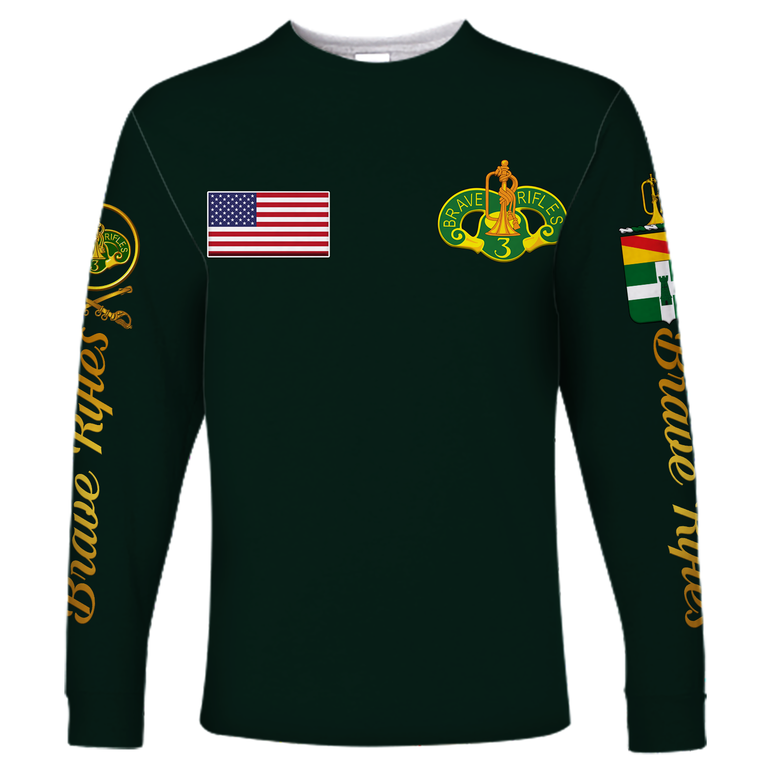 3rd Cavalry Regiment (United States) Brave Rifles Long Sleeve Shirt LT12 - Wonder Print Shop