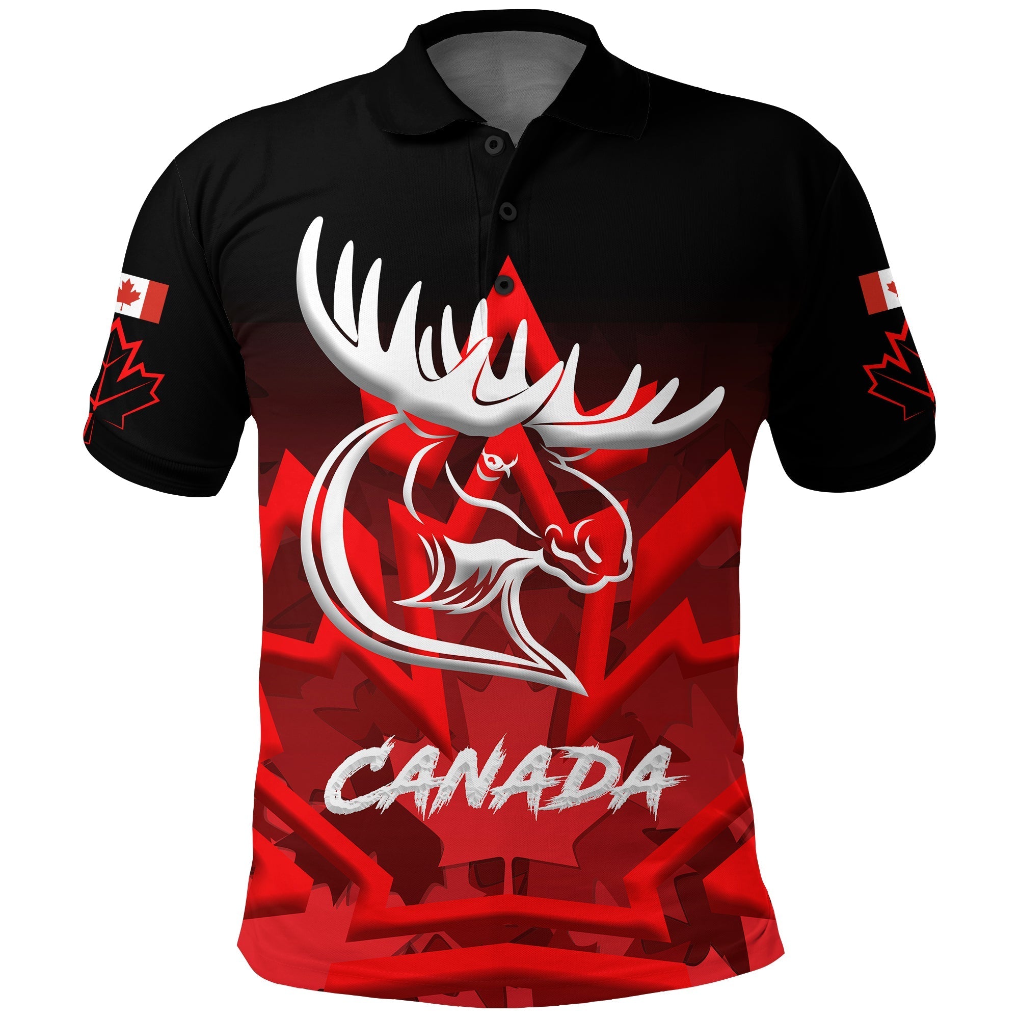 Canada Moose With Maple Leaf Polo Shirt LT12 - Wonder Print Shop