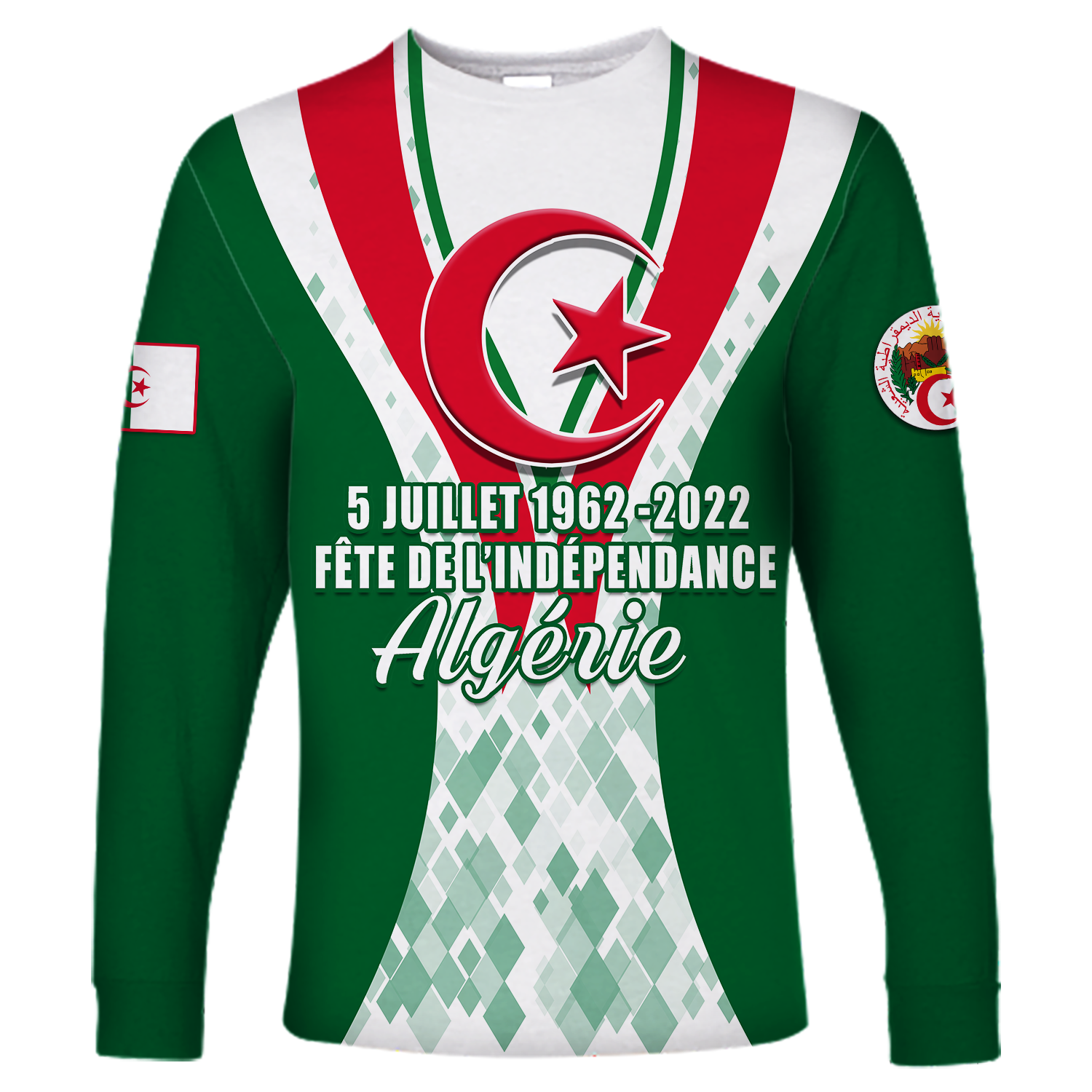 Algeria Independence Day 5 Juillet 1962 - 2022 Long Sleeve Shirt LT12 - Wonder Print Shop