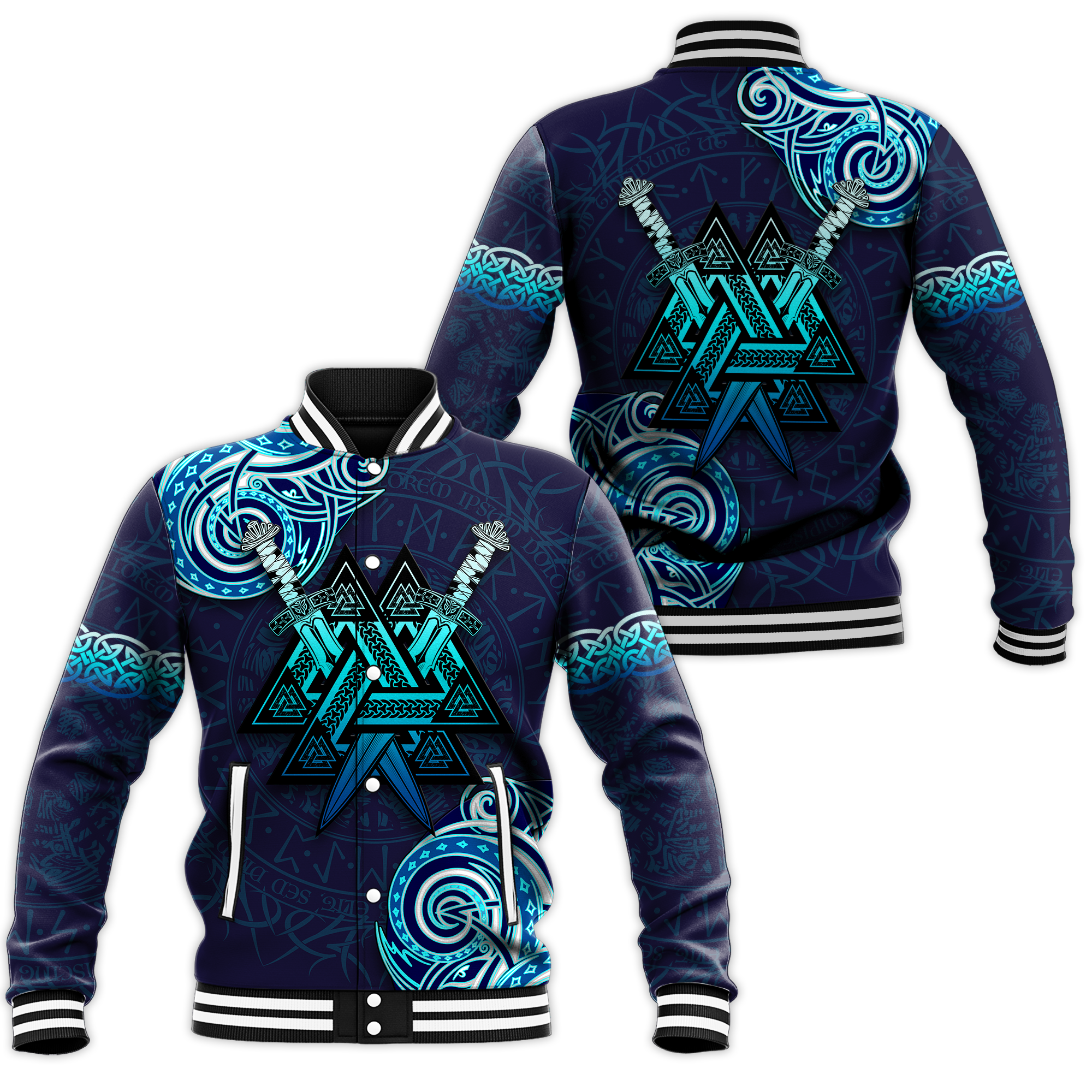 Viking Valknut Tattoo Art Baseball Jacket LT12 - Wonder Print Shop