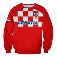 Red crewneck sweatshirt with Croatia checkerboard graphic and CROATIA text