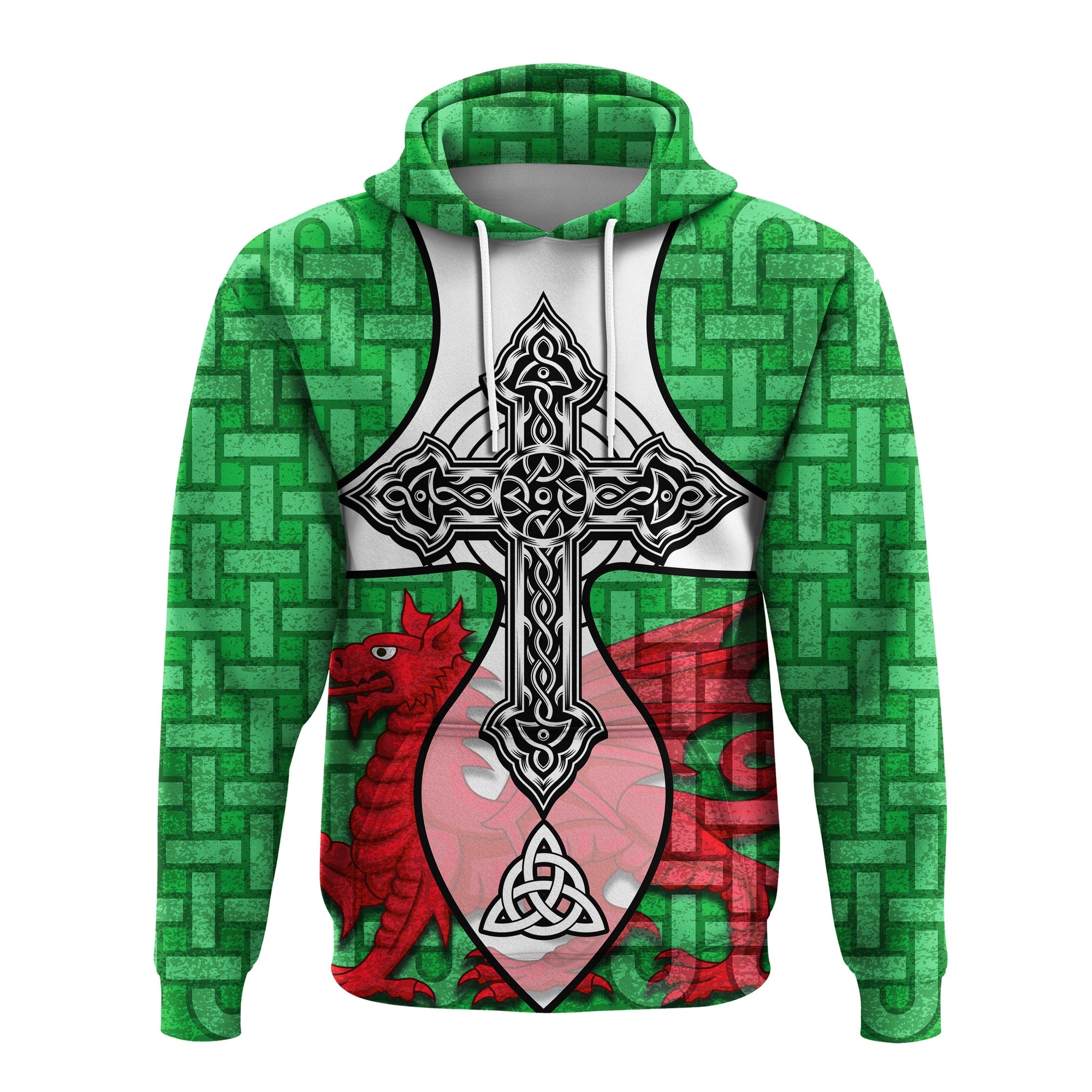 Wales Celtic Cross Dragon Hoodie LT20 - Wonder Print Shop