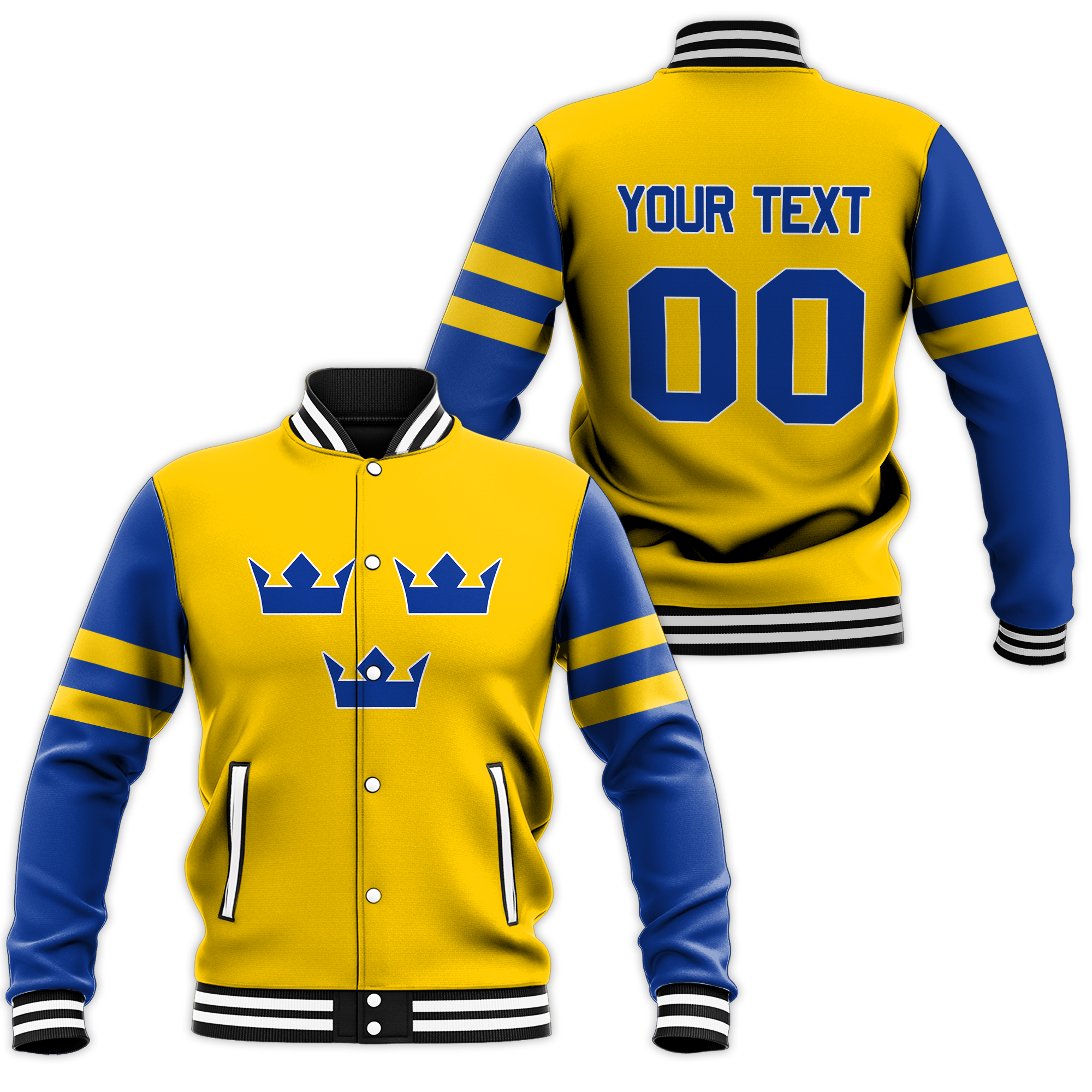 (Custom Personalised) Sweden Hockey Pride Baseball Jacket LT12 - Wonder Print Shop