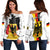 (Custom Personalised) Germany Off Shoulder Sweater Grunge Deutschland Map and Coat Of Arms LT13 - Wonder Print Shop