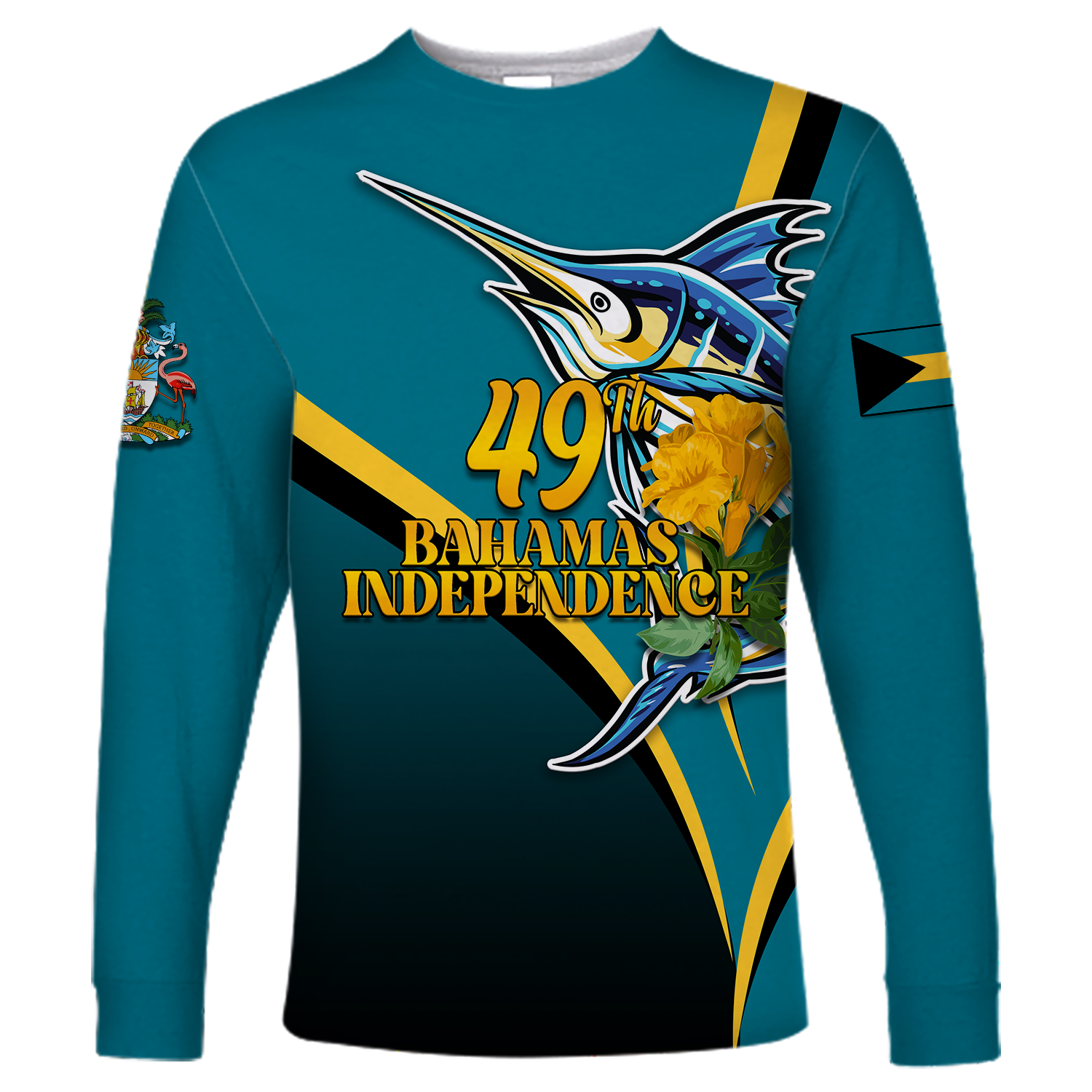 The Bahamas 49th Anniversary Independence Day Blue Marlin Long Sleeve Shirt LT12 - Wonder Print Shop