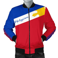 Philippines stars bomber jacket, red white blue color block front with full zipper