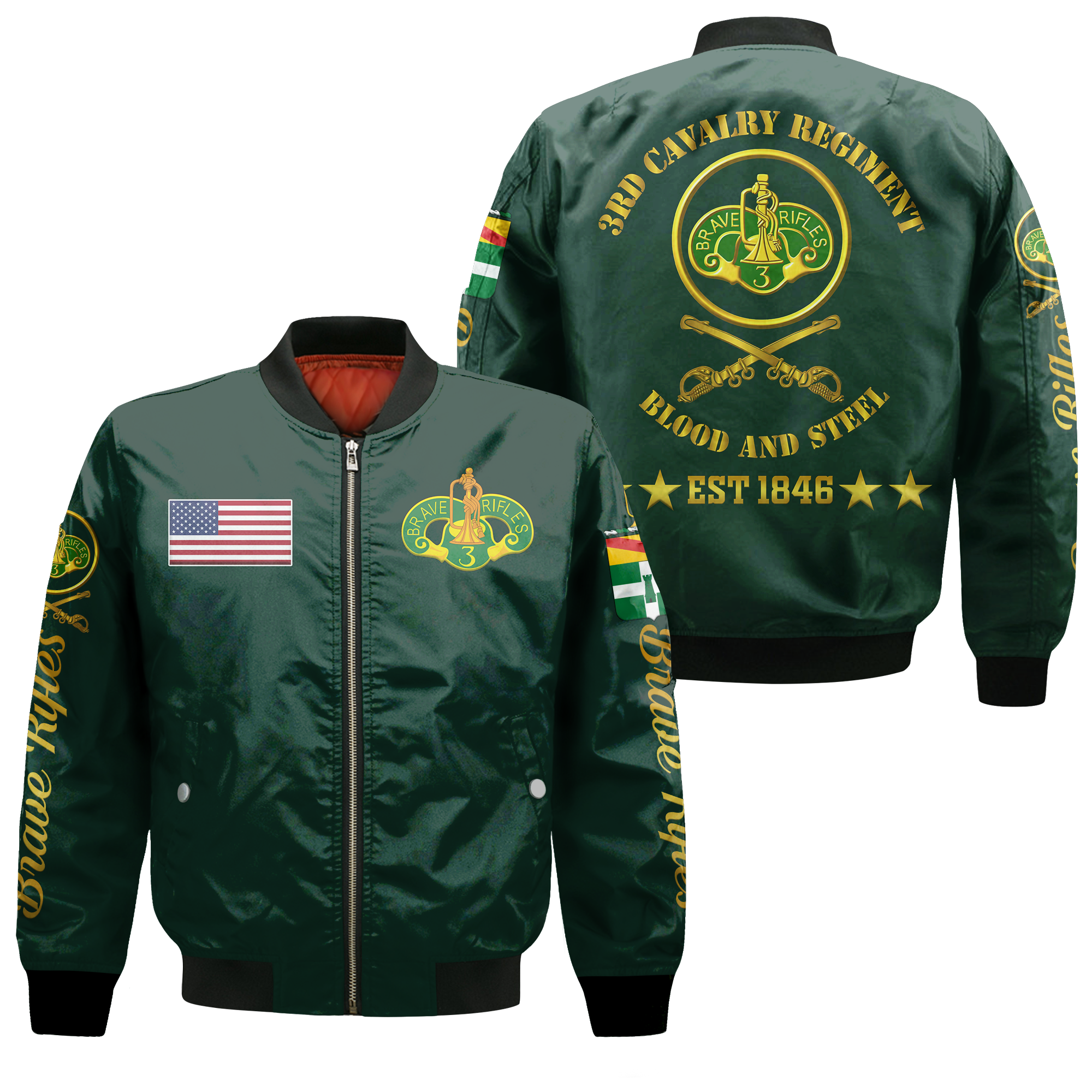 3rd Cavalry Regiment (United States) Brave Rifles Bomber Jacket LT12 - Wonder Print Shop