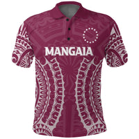 Pink polo shirt with tribal Cook Islands Mangaia print and button collar