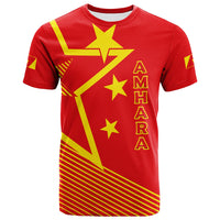 Red T-shirt with yellow star and stripe print (Amhara Region Legend)