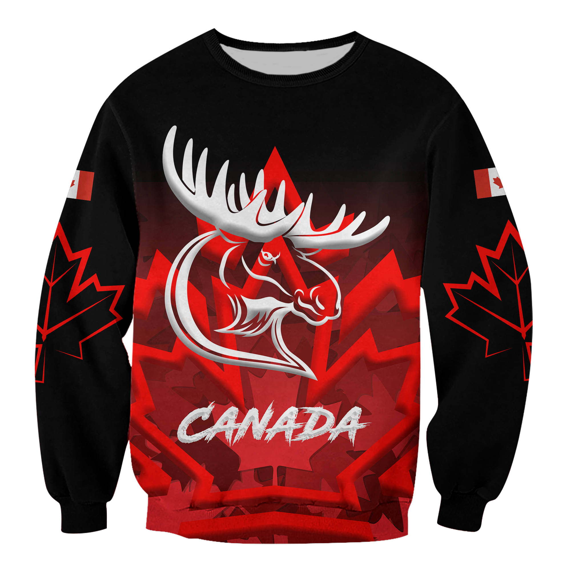 Canada Moose With Maple Leaf Sweatshirt LT12 - Wonder Print Shop