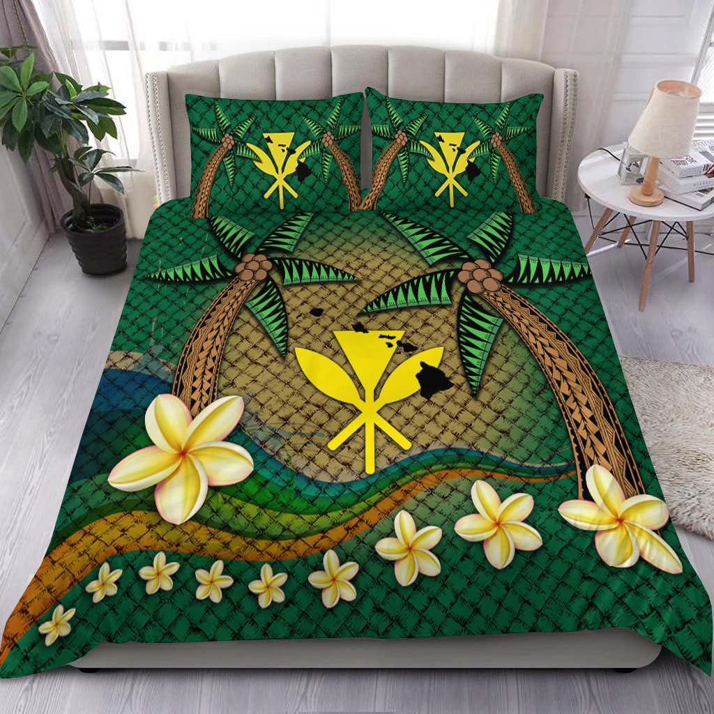 Kanaka Maoli (Hawaiian) Bedding Set - Lauhala Tropical Plumeria Coconut Tree Polynesian LT4 - Wonder Print Shop