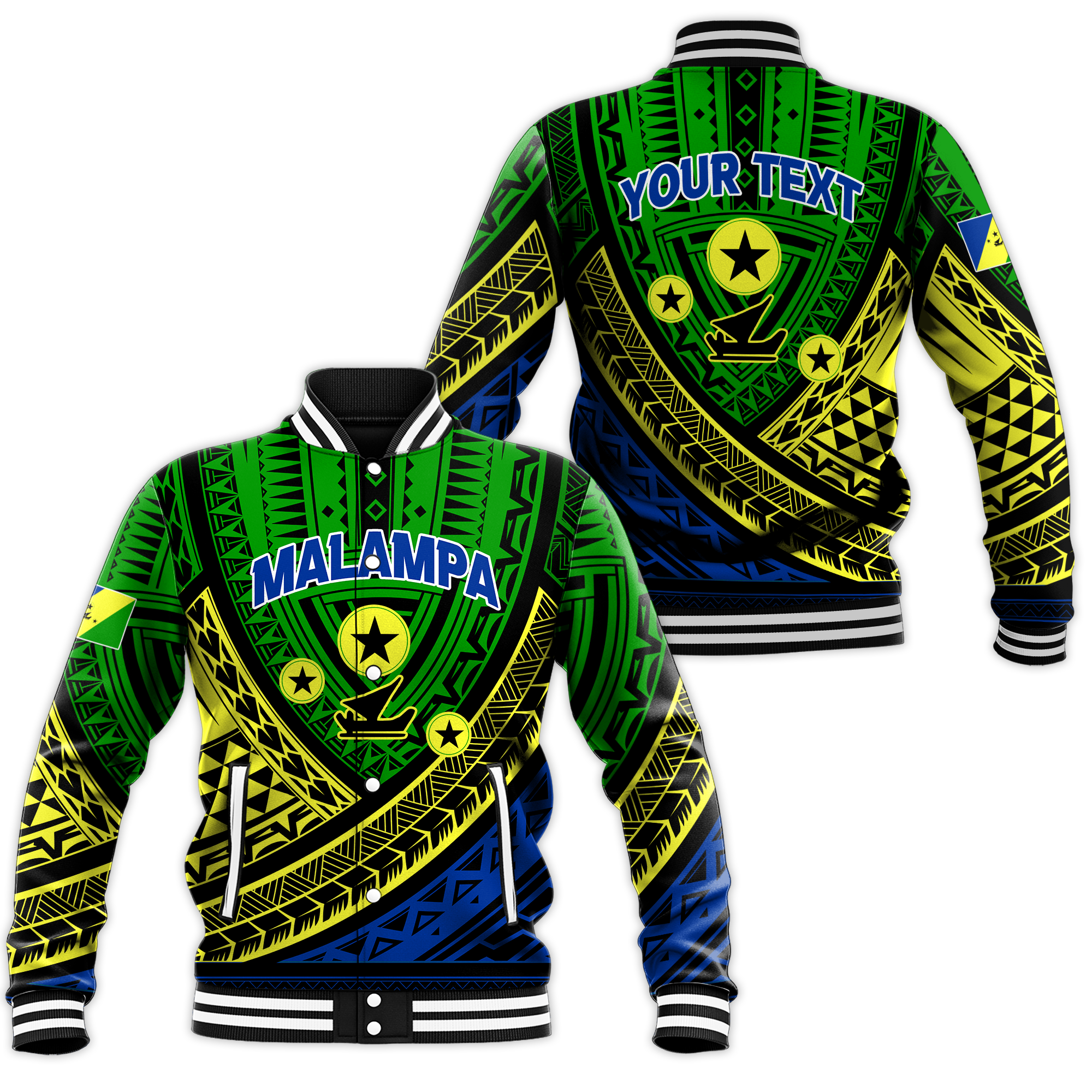 Custom Personalised Vanuatu Malampa Province Tribal Pattern Baseball Jacket - LT12 - Wonder Print Shop