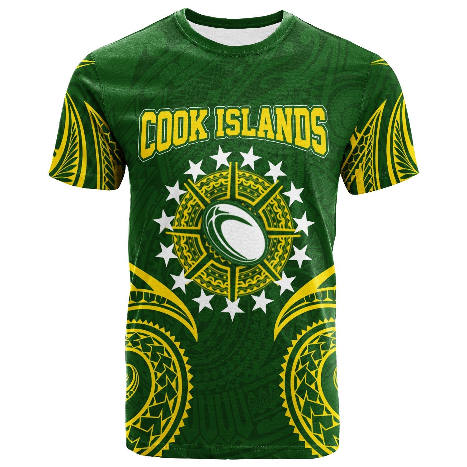 Cook Islands Rugby T Shirt Tribal Pattern LT12 - Wonder Print Shop