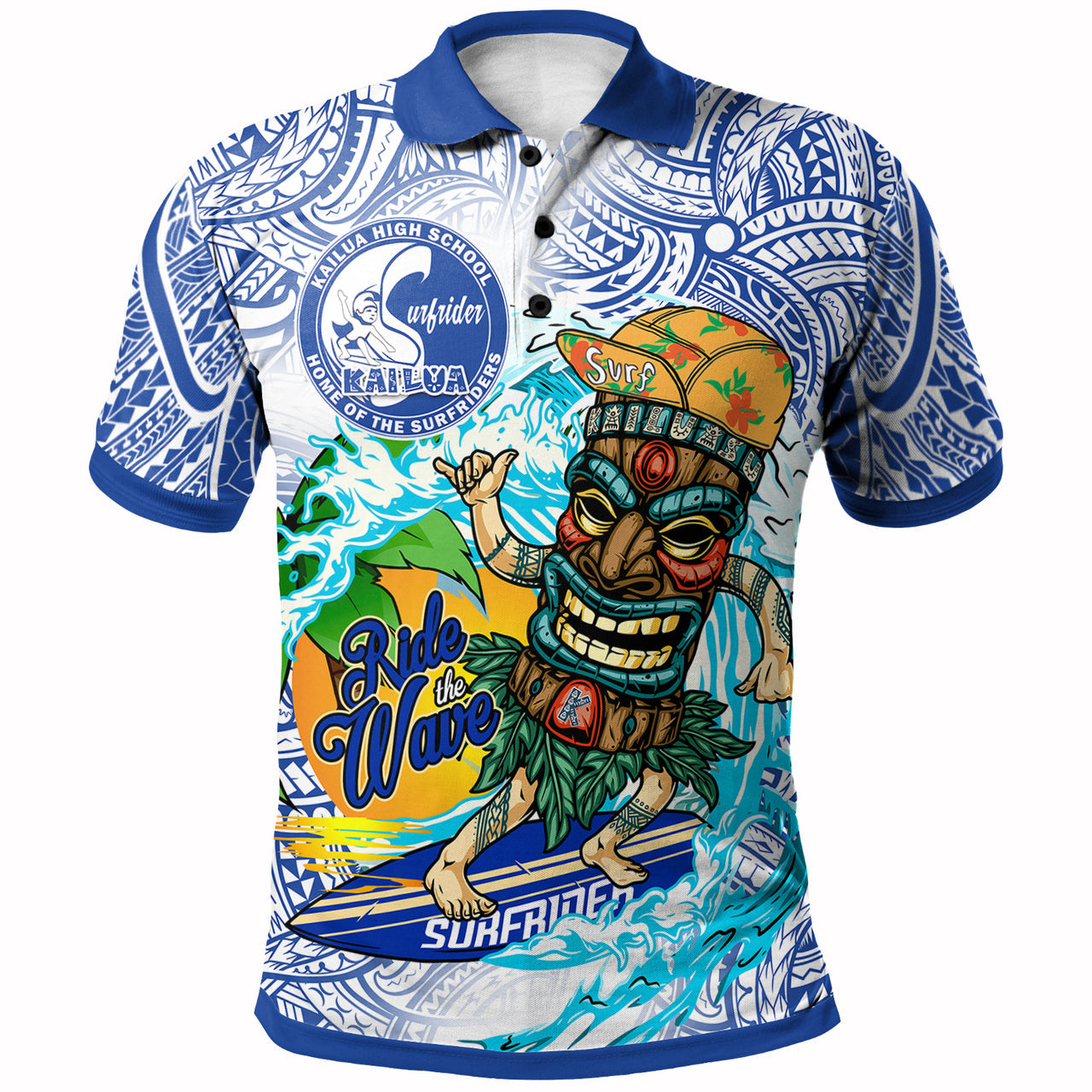 Custom Hawaii Polynesian Polo Shirt Kailua High School Tiki Tribal Surfriders Polynesian Culture LT10 - Wonder Print Shop