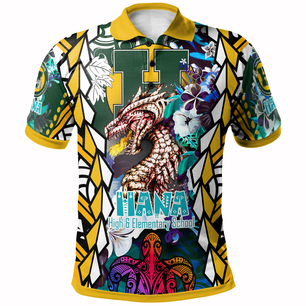 Custom Hawaii Polo Shirt Hana High and intermediate School Fire Dragon Polynesian Culture Pride LT10 - Wonder Print Shop