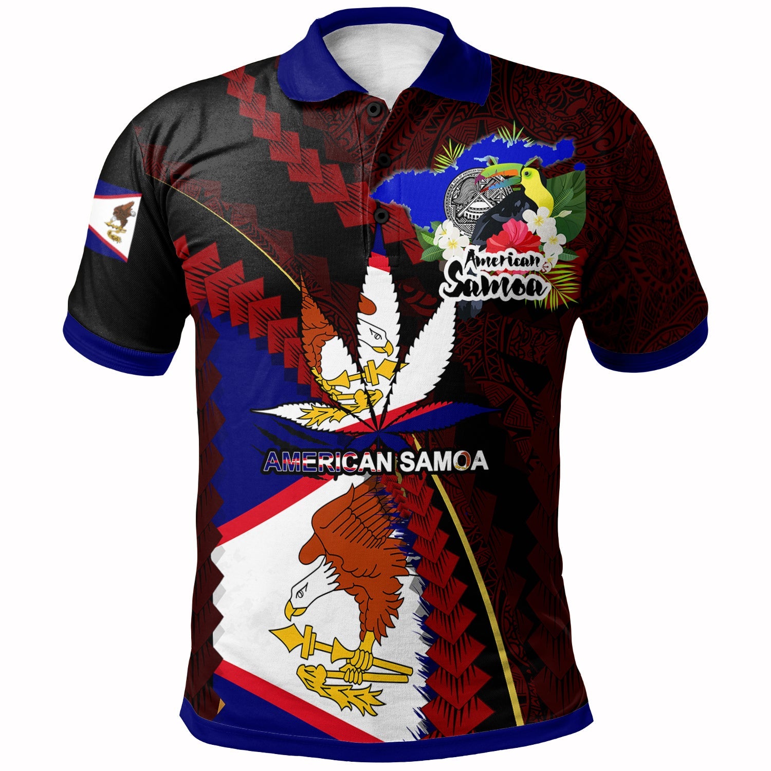 American Samoa Polo Shirt American Samoa Independence Day With State Flag And Marijuana Leaf Polynesian Style LT10 - Wonder Print Shop