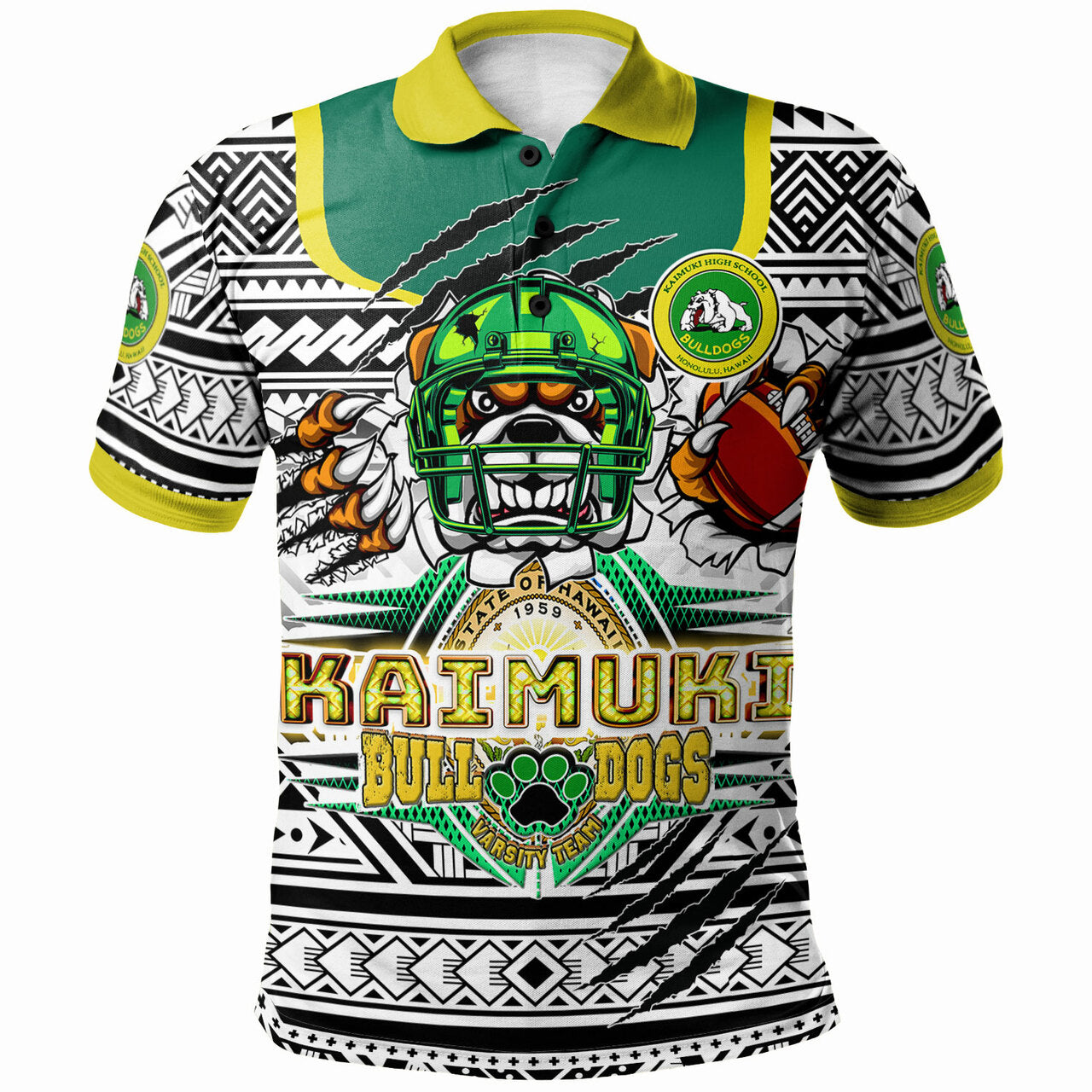 Hawaii Kaimuki High School Custom Polynesian Polo Shirt Kaimuki High School (Honolulu, HI) Varsity Football Tribal Patterns LT10 - Wonder Print Shop