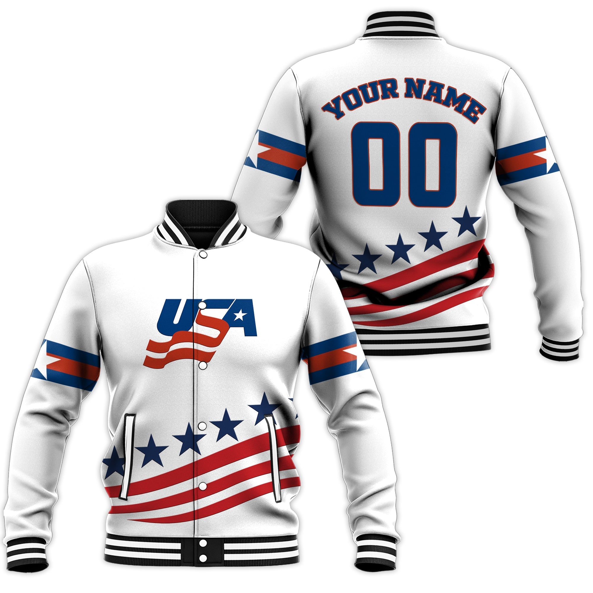 (Custom Personalised) USA Hockey Pride Baseball Jacket LT12 - Wonder Print Shop