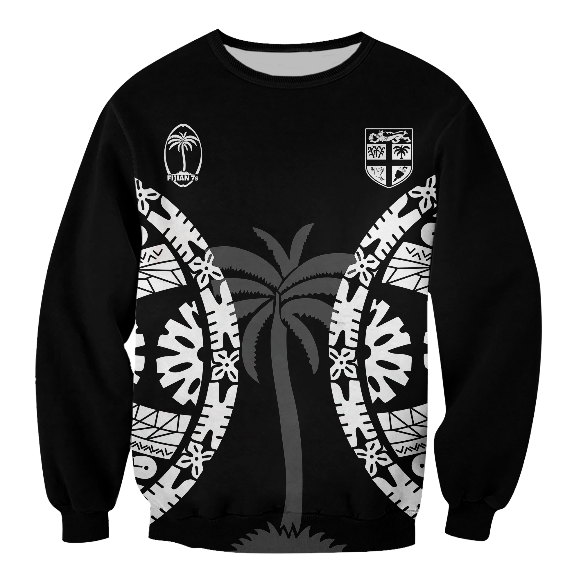 Custom Personalised Fiji Rugby Sevens Fijian Tapa Pattern Sweatshirt LT12 - Wonder Print Shop