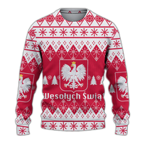 Ugly Christmas sweatshirt, red and white fair isle knit with eagle crest front