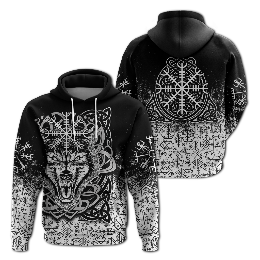 Viking Wolf With Vegvisir Art Hoodie LT12 - Wonder Print Shop