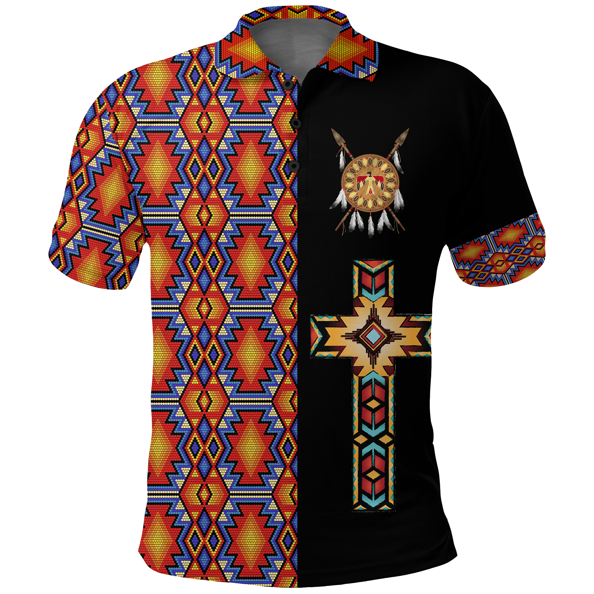 Native American Navajo Cross Heritage Polo Shirt LT12 - Wonder Print Shop