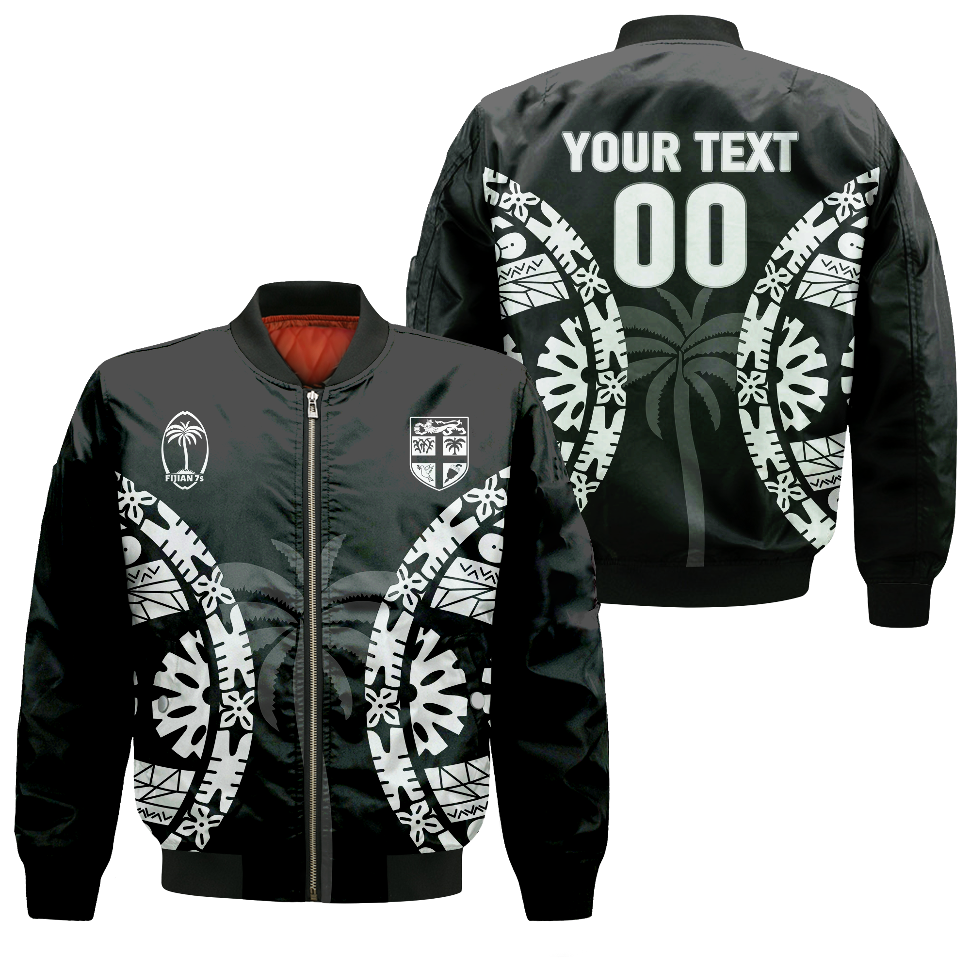 Custom Personalised Fiji Rugby Sevens Fijian Tapa Pattern Bomber Jacket - LT12 - Wonder Print Shop