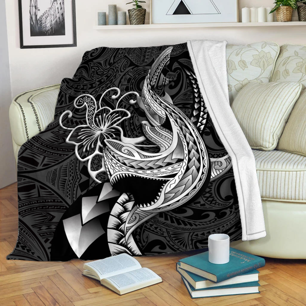 polynesian-shark-tattoo-hawaii-tribal-blanket