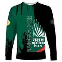 Green long sleeve unisex shirt with Bangladesh flag graphic and text on front