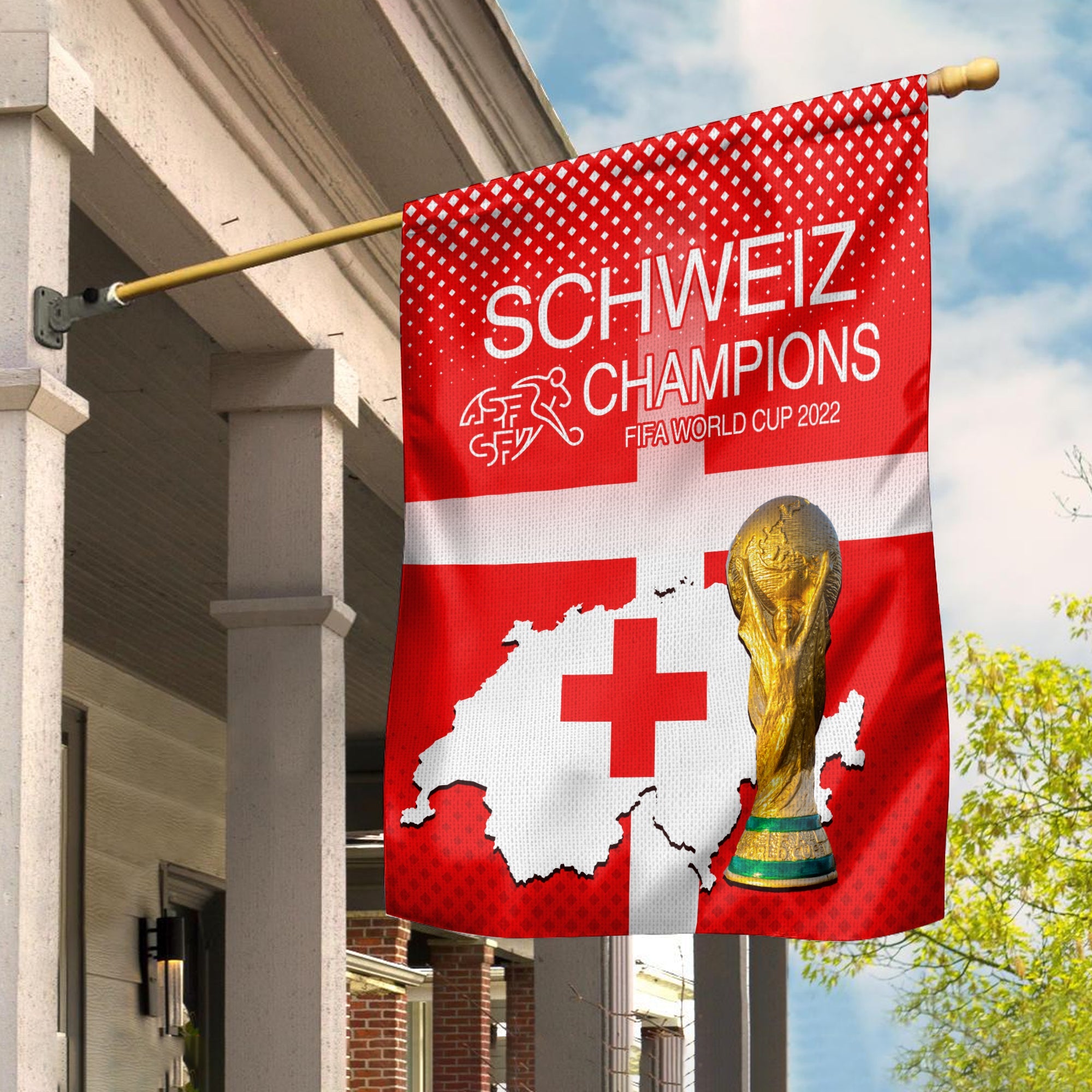 Switzerland Football Flag Schweizer Pati Champion 2022 World Cup LT13 - Wonder Print Shop