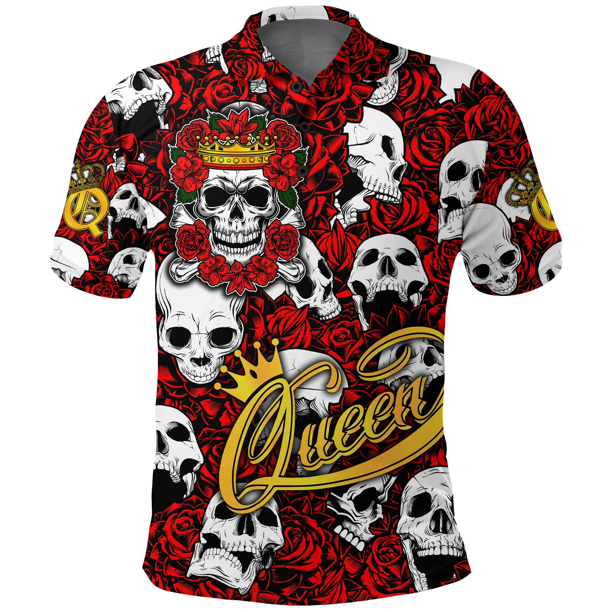 Skull Rose Queen Death Cannot Divide Us Polo Shirt LT2 - Wonder Print Shop