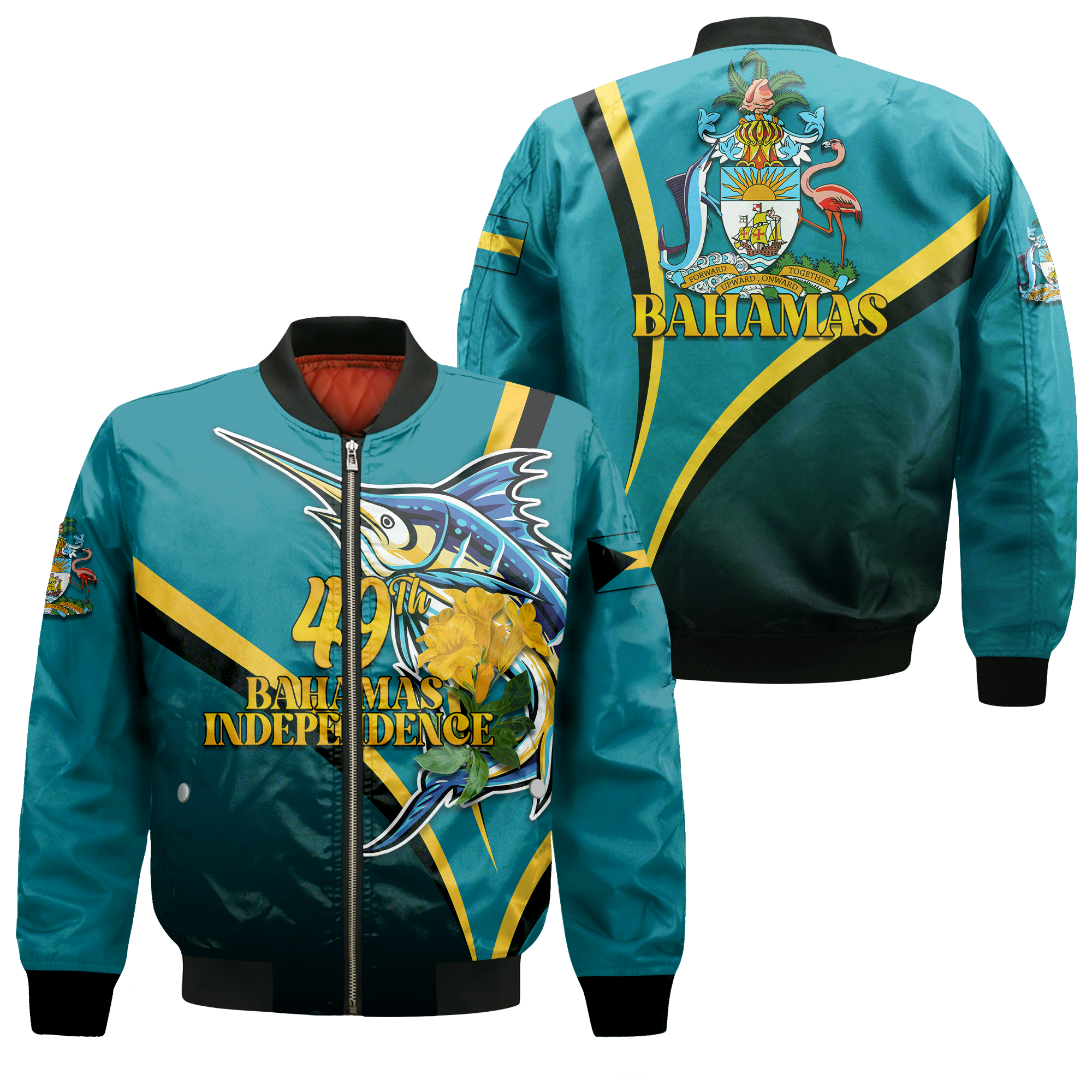 The Bahamas 49th Anniversary Independence Day Blue Marlin Bomber Jacket LT12 - Wonder Print Shop