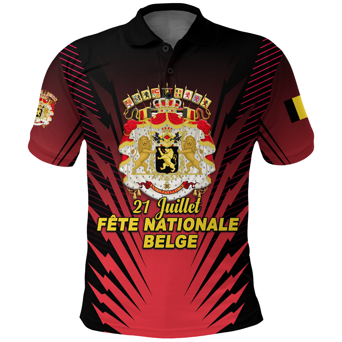Belgium polo shirt with coat of arms and Fête Nationale Belge graphic